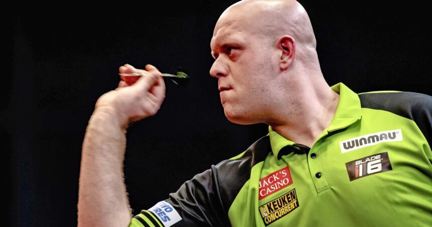 Michael van Gerwen begint WK darts ondanks ietwat stroeve start met simpele zege