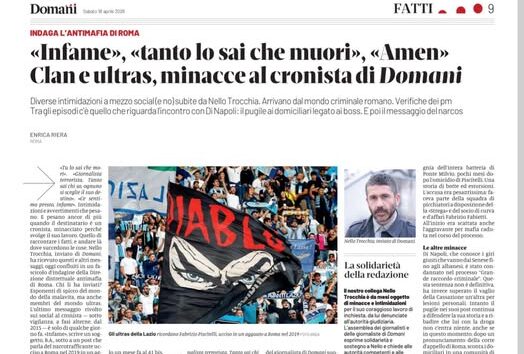 Minacce a Nello Trocchia: “Infame, tanto lo sai che muori”. Di Trapani: ora servono fatti, basta parole